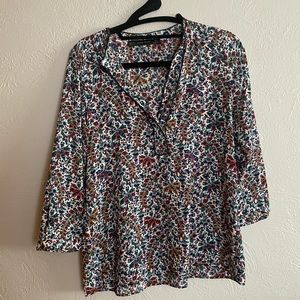 Zara Floral V neck Blouse